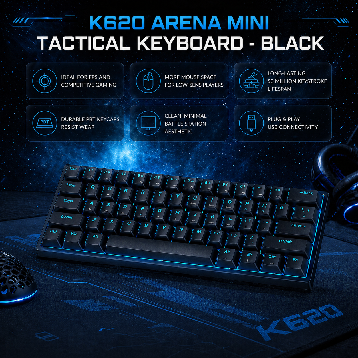 K620 Arena Mini Tactical Keyboard - Black