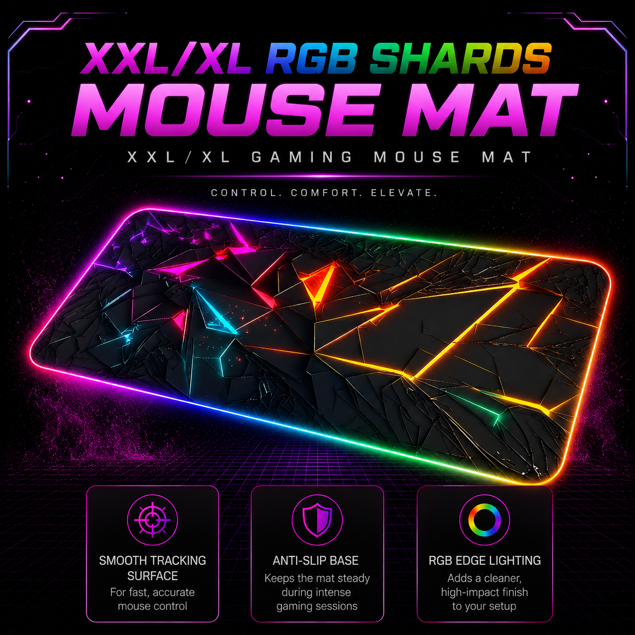 XXL/XL RGB Gaming Mouse Pad - RGB Shards