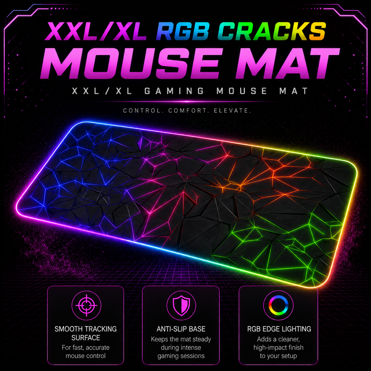XXL/XL RGB Gaming Mouse Pad - RGB Cracks