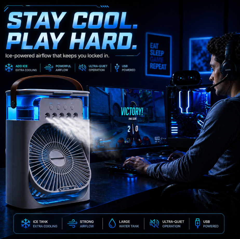 Titan Water Cooling Desktop Fan - Black & White
