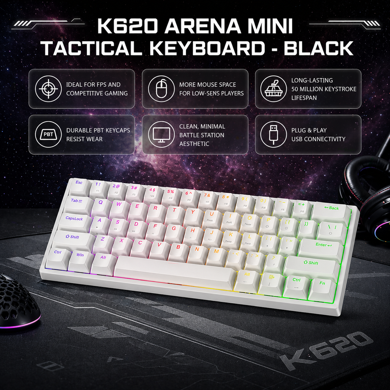K620 Arena Mini Tactical Keyboard - White