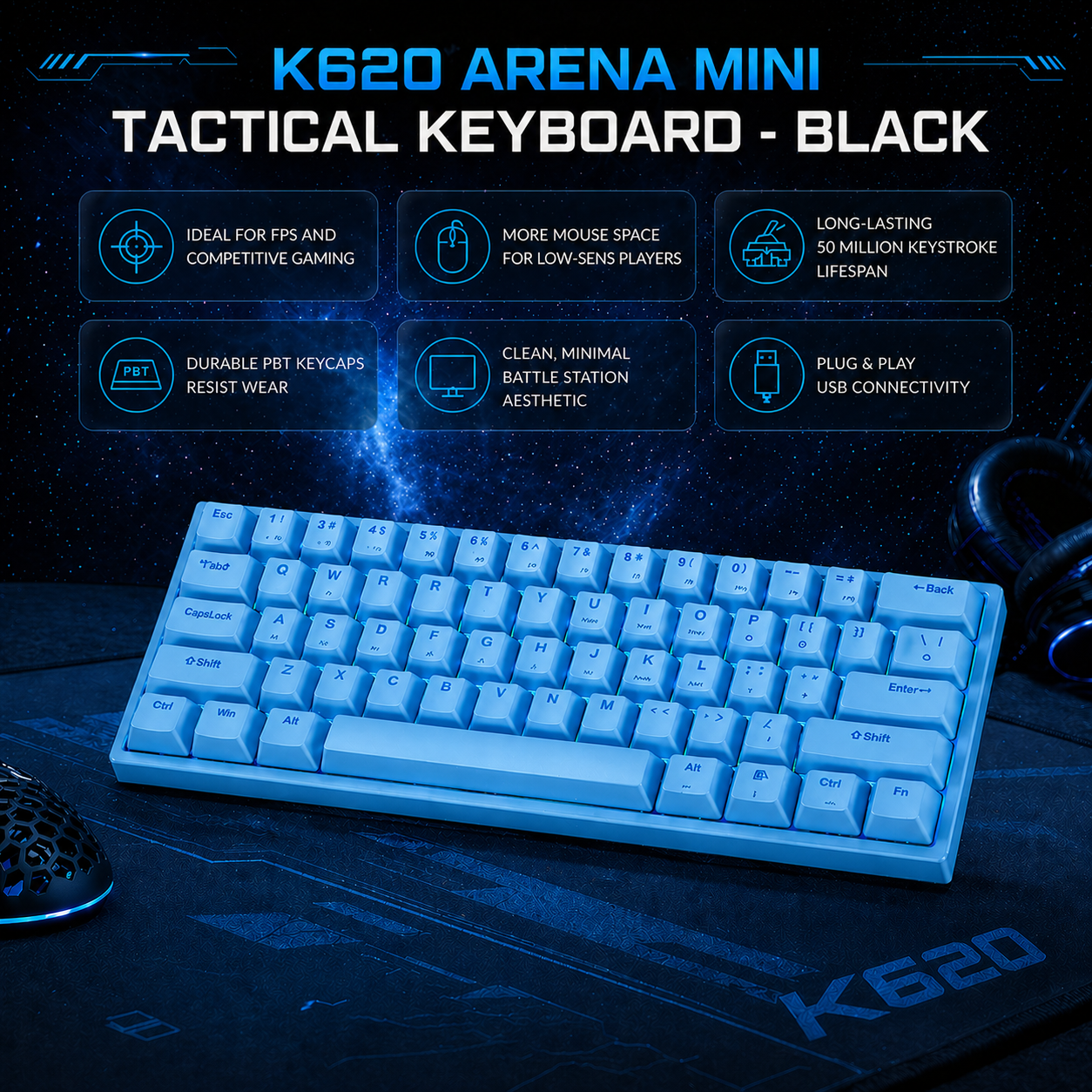 K620 Arena Mini Tactical Keyboard - Blue