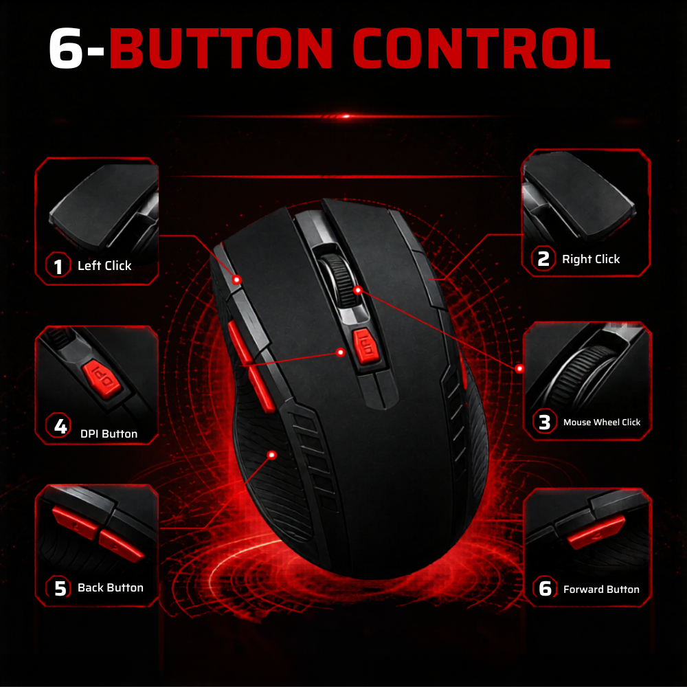 113 Arena 6-Button Wireless Gaming Mouse - Black